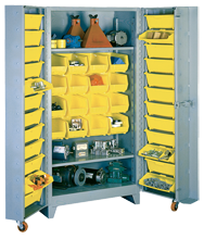38 x 28 x 76'' (40 Bins Included) - Bin Storage Cabinet - Caliber Tooling