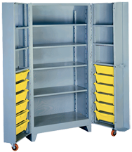 38 x 28 x 76'' (12 Bins Included) - Bin Storage Cabinet - Caliber Tooling