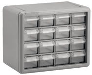 8-1/2 x 6-3/8 x 10-9/16'' (16 Compartments) - Plastic Modular Parts Cabinet - Caliber Tooling