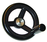 Nylon Handwheels with Handle - 7.87'' Wheel Diameter, 1.38'' Hub Diameter, 3.15'' Handle Length - Caliber Tooling