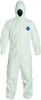 Tyvek® White Zip Up Coveralls w/ Attached Hood & Elastic Wrists - Medium (case of 25) - Caliber Tooling