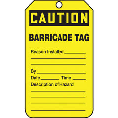 Barricade Tag, Caution Barricade Tag, 25/Pk, Cardstock - Caliber Tooling