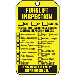 Forklift Tag, Forklift Inspection (Checklist)/Forklift Inspect, 25/Pk, Cardstock - Caliber Tooling