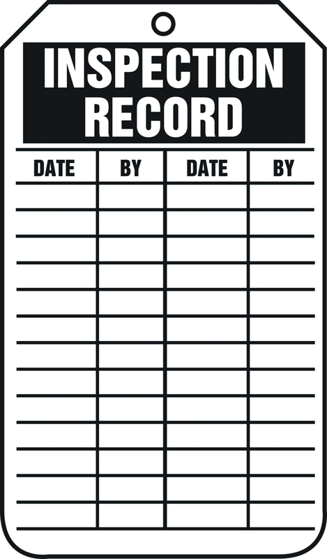 Inspection Record Tag, Inspection Record, 25/Pk, Plastic - Caliber Tooling