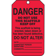 Scaffold Tag, Danger Do Not Use This Scaffold Keep Off, 25/Pk, Cardstock - Caliber Tooling
