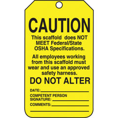 Scaffold Tag, Caution This Scaffold Does Not Meet Federal/Stat, 25/Pk, Cardstock - Caliber Tooling