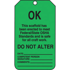 Scaffold Tag, OK This Scaffold Has Been Erected To Meet Federal, 25/Pk, Cardstock - Caliber Tooling