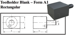 VDI Toolholder Blank - Form A1 Rectangular - Part #: CNC86 B50.125.160.120 - Caliber Tooling