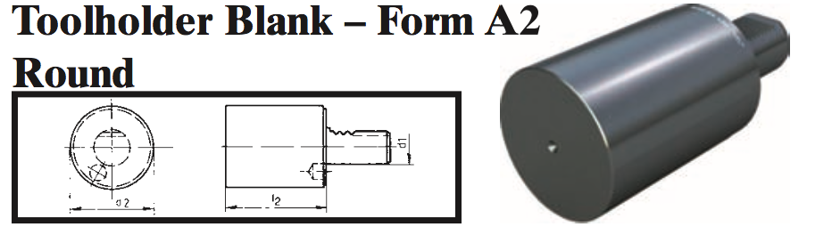 VDI Toolholder Blank - Form A2 Round - Part #: CNC86 B50.98.400 - Caliber Tooling