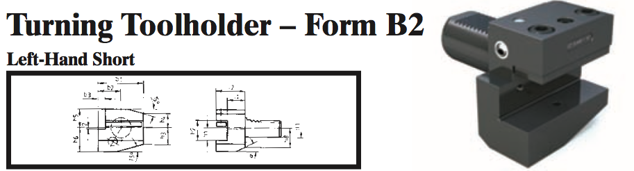 VDI Turning Toolholder - Form B2 (Left-Hand Short) - Part #: CNC86 22.2016 - Caliber Tooling