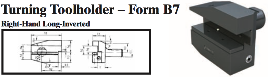 VDI Turning Toolholder - Form B7 (Right-Hand Long-Inverted) - Part #: CNC86 27.2516 - Caliber Tooling