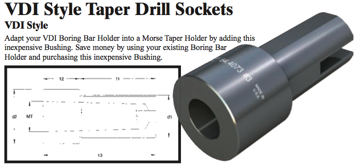 VDI Style Taper Drill Socket - (Shank Dia: 50mm) (Head Dia: 64mm) (Morse Taper #4) - Part #: CNC86 64.4583#4M - Caliber Tooling