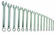 Snap-On/Williams Fractional Combination Wrench Set -- 15 Pieces; 12PT Satin Chrome; Includes Sizes: 5/16; 3/8; 7/16; 1/2; 9/16; 5/8; 11/16; 3/4; 13/16; 7/8; 15/16; 1; 1-1/16; 1-1/8; 1-1/4" - Caliber Tooling