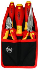 5 Piece - Insulated Belt Pack Pouch Set with 6.3" Diagonal Cutters; 8" Long Nose Pliers; Slotted 3.0; 4.5 and Phillips # 2 Screwdrivers in Belt Pack Pouch - Caliber Tooling