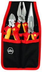 3 Piece - Insulated Belt Pack Pouch Set with 6.3" Diagonal Cutters; 8" Long Nose Pliers; 8" Combination Pliers in Belt Pack Pouch - Caliber Tooling