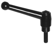 70554, Clamp Lever Size 5 Zinc Ball Style with Steel Stud Insert 5/8-11 x 2.36, Screw and Spring - Caliber Tooling