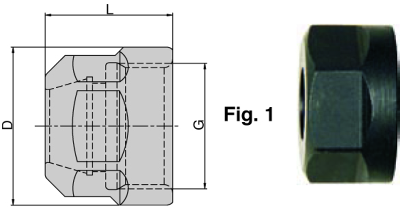 ER20-IC Top Clamping Nut - Hex - Caliber Tooling