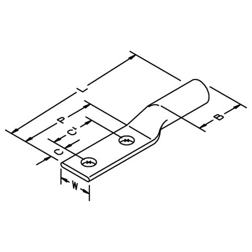 3M Scotchlok Copper Two Hole Long Barrel Lug 31166 up to 35 kV 500 kcmil Brown - Caliber Tooling