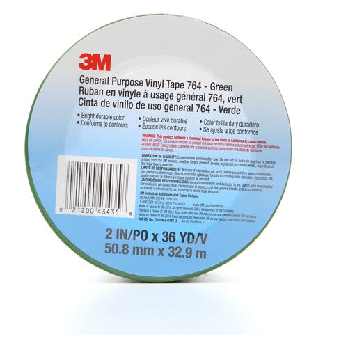 3M General Purpose Vinyl Tape 764 Green 2″ × 36 yd 5 mil Individually Wrapped Conveniently Packaged - Caliber Tooling