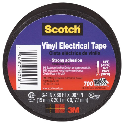 ‎24413-BA-6 Scotch(R) 700 Vinyl Electrical T(19 mm × 20,1 m × 0,18 m Alt Mfg # 21143 - Caliber Tooling