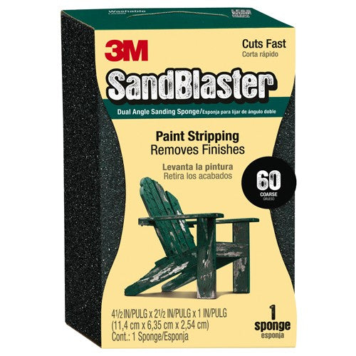 3M SandBlaster EDGE DETAILING Sanding Sponge 9558 60 grit 4 1/2″ × 2 1/2 × 1″ - Caliber Tooling