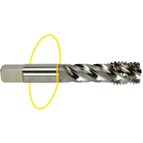 ‎12-24 Dia-H3-3 FL-Std Spiral Point Tap - Yellow Ring - Caliber Tooling