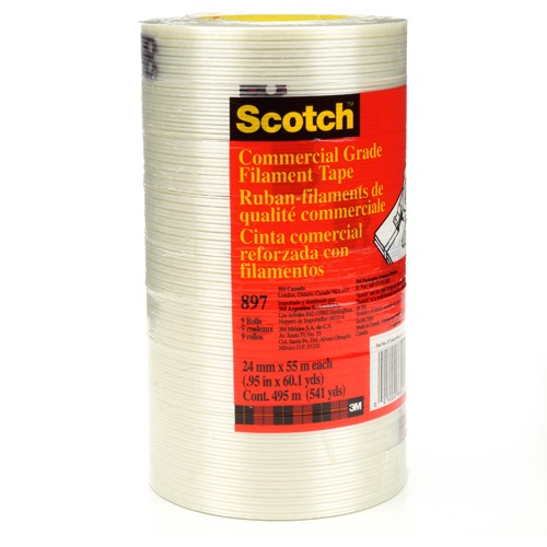 Scotch Filament Tape 897 Clear 24 mm × 55 m 5 mil - Caliber Tooling