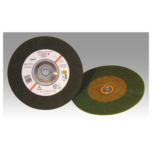 ‎3M Green Corps Depressed Center Grinding Wheel T27 9″ × 1/4″ × 5/8-11 Internal 24 Grit - Caliber Tooling