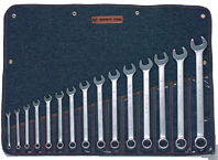 Wright Tool Fractional Combination Wrench Set -- 15 Pieces; 12PT Chrome Plated; Includes Sizes: 5/16; 3/8; 7/16; 1/2; 9/16; 5/8; 11/16; 3/4; 13/16; 7/8; 15/16; 1; 1-1/16; 1-1/8; 1-1/4"; Grip Feature - Caliber Tooling