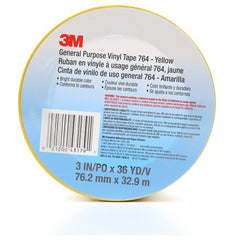 3M General Purpose Vinyl Tape 764 Yellow 3″ × 36 yd 5 mil Individually Wrapped Conveniently Packaged - Caliber Tooling