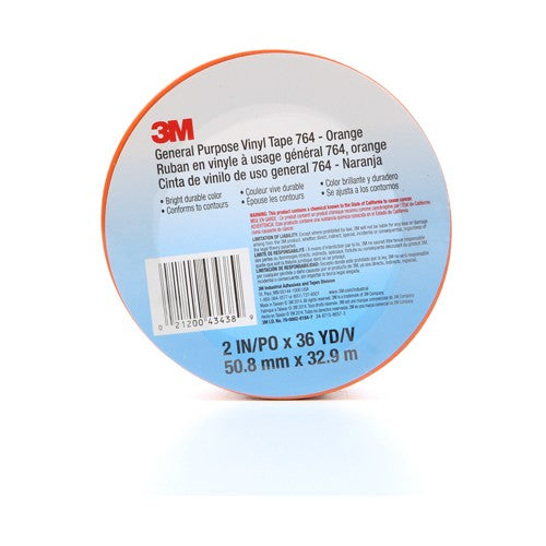 3M General Purpose Vinyl Tape 764 Orange 2″ × 36 yd 5 mil Individually Wrapped Conveniently Packaged - Caliber Tooling