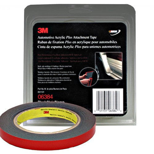 3M Automotive Acrylic Plus Attachment Tape 06384 Black 1.12 mm 1/2″ × 5 yd - Caliber Tooling