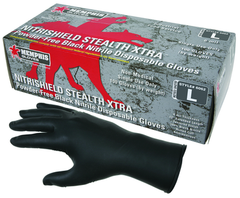 NitriSheild Stealth- 6 Mil Black Nitrile, PF Disposable Gloves - Size XL - Caliber Tooling