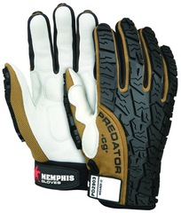 Predator Foam Padded Cow Grain Leather Palm, Tire Tread TPR Coating Gloves - Size X-Large - Caliber Tooling