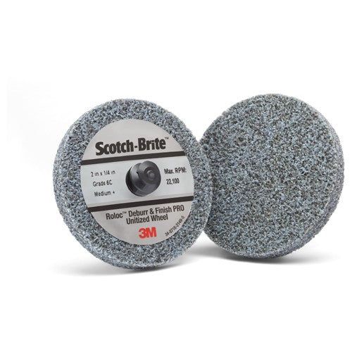 Scotch-Brite Roloc Deburr and Finish PRO Unitized Wheel TR 2″ × 1/4″ x NH 6C MED+ - Caliber Tooling