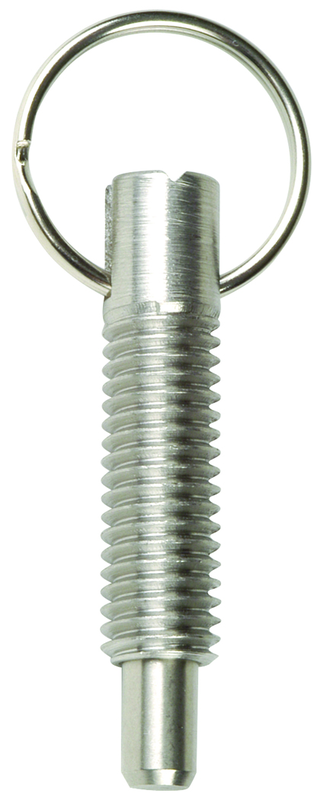 Hand Retractable Spring Plunger with Pull Ring - .75 lbs Initial End Force, 3 lbs Final End Force (3/8-16 Thread) - Caliber Tooling