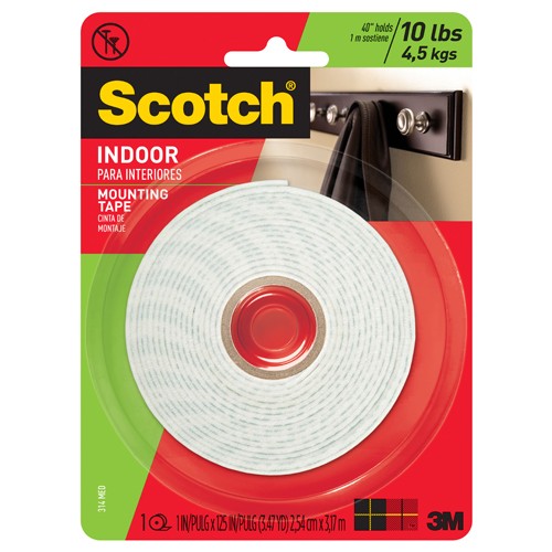 Scotch-Mount Indoor Double-Sided Mounting Tape 314H-MED-DC 1″ × 125″ (2 54 cm × 3 17 m) - Caliber Tooling