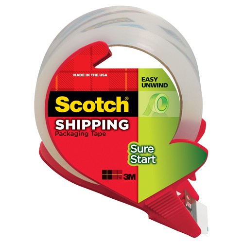 Scotch Sure Start Shipping Packaging Tape with dispenser 3450S-RD 1.88″ × 38.2 yd (48 mm × 35 m) - Caliber Tooling